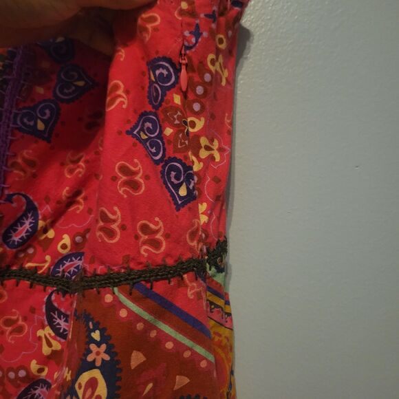 FARM RIO Red Patchwork Bandana Sleeveless Embroidered Mini Dress Women's Medium - Picture 12 of 15
